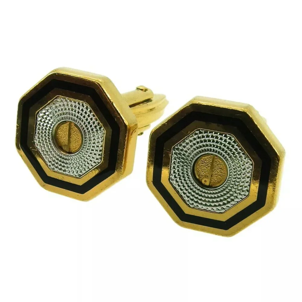 dunhill cuff d mark Gold & Silver hardware Authentic
